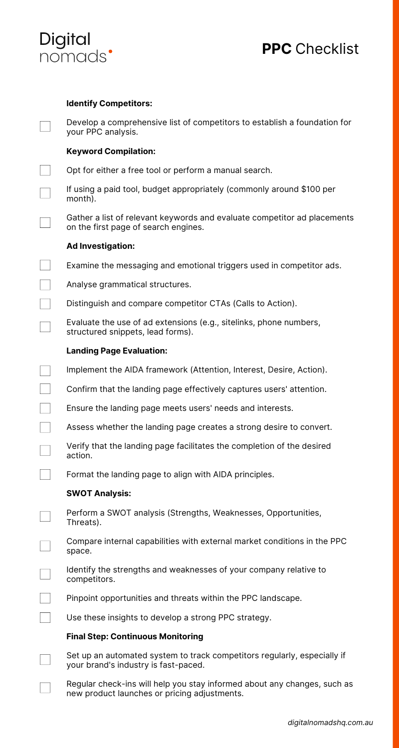 PPC Checklist